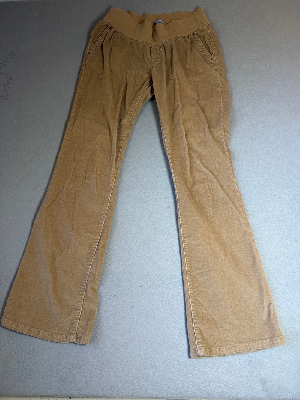 Autumn Fall GAP Maternity Stretch Women's Tan Corduroy Flare Pants Size 4